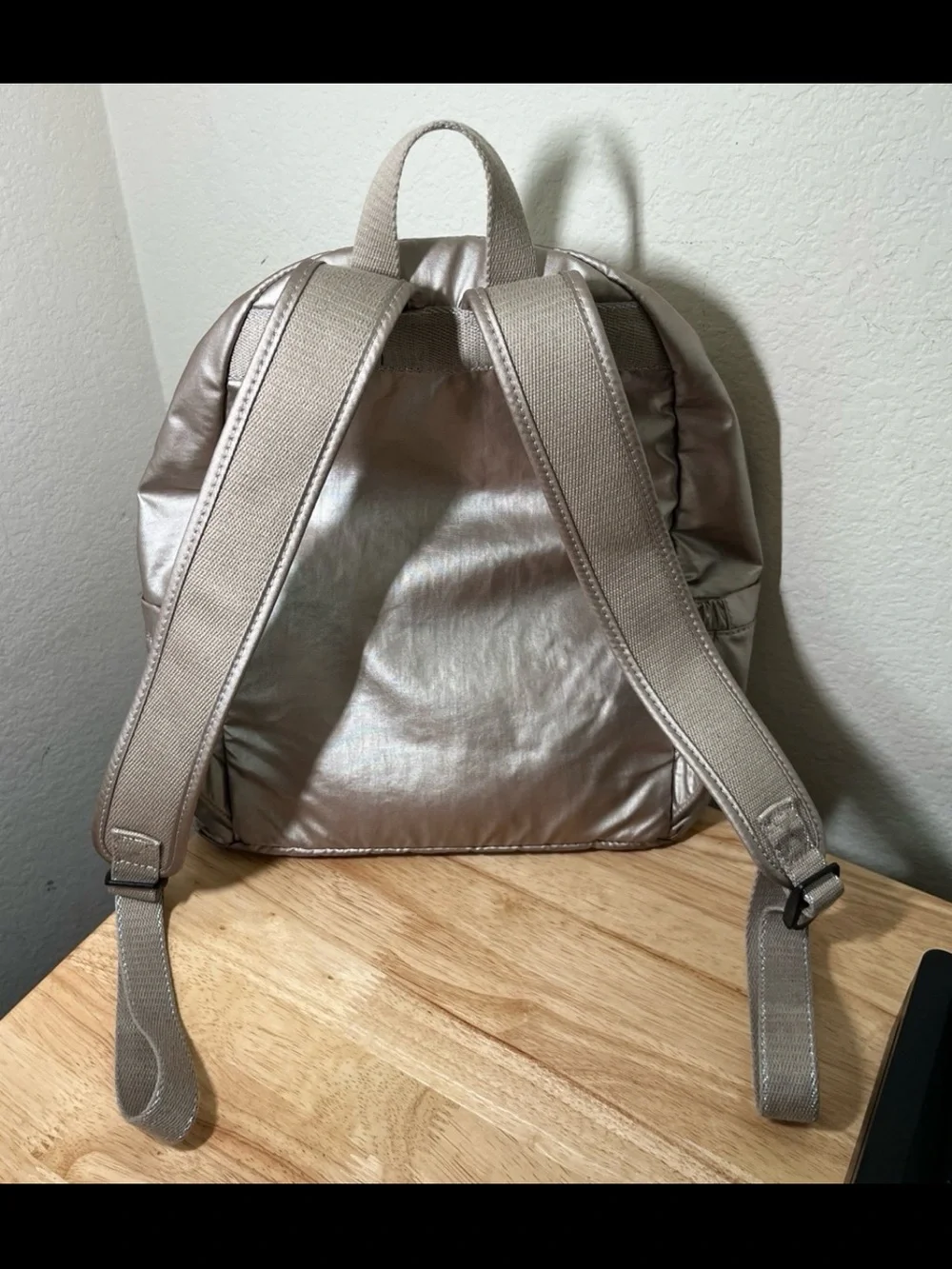KIPLING Seoul S Cloud Metal Silver Metallic Backpack